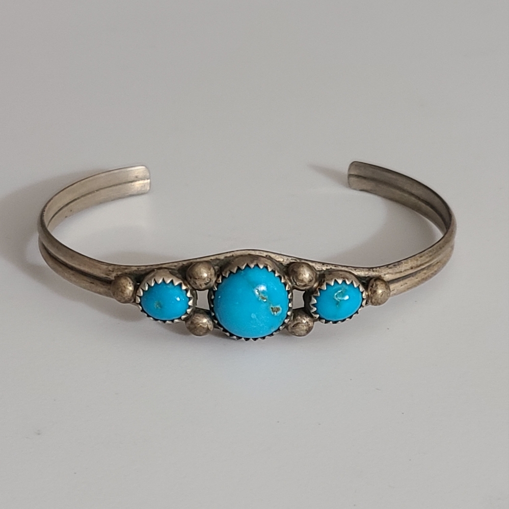 Vintage navajo Patrick Yazzie PY turquoise sterling silver 11g estate native NA
